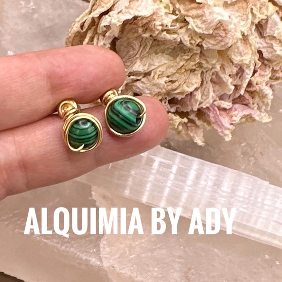 Alquimia Gold and Green Statement Earrings - Picture 3 of 7